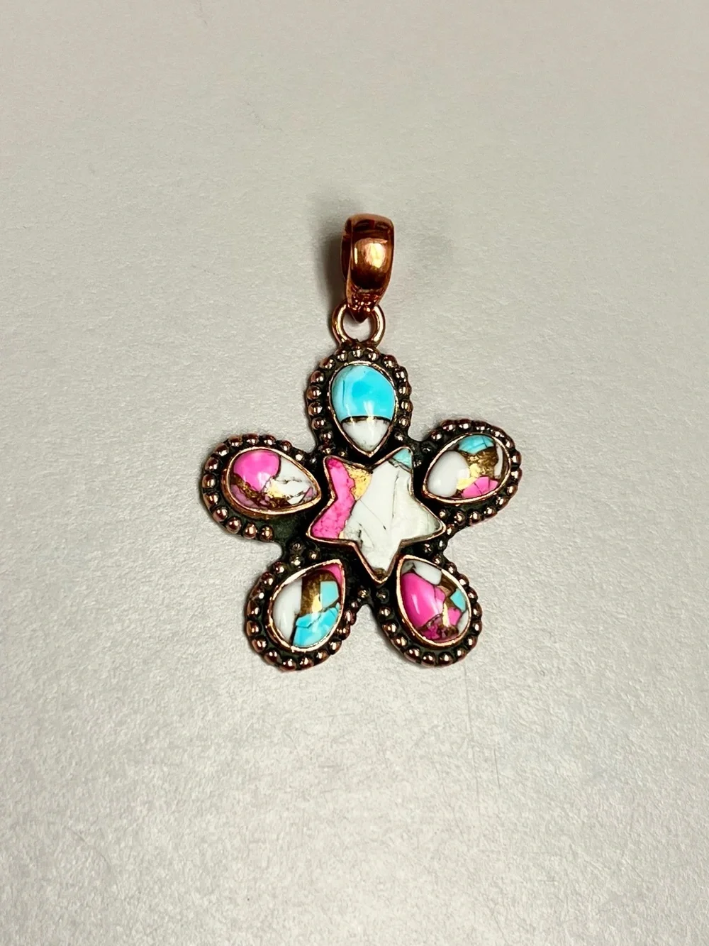 Copper Cotton Candy Turquoise Star Pendant